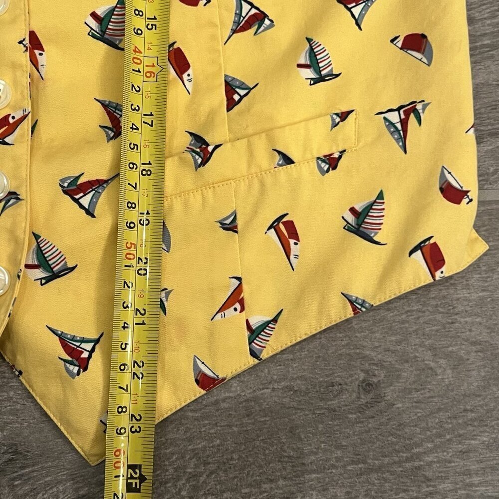 Vintage Lizsport Women’s Vest Size 8 Yellow Blue Red Sailboats Sailing 80s Lined - Picture 6 of 7